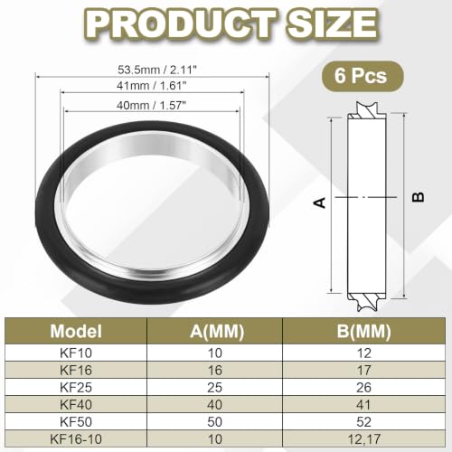 KF40 Flange Centering Ring (Aluminum Cylinder: 40mmID,41mmOD) 6Pcs - size: KF40