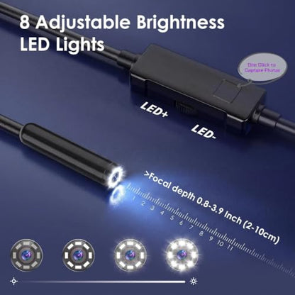 Endoscope Camera with Light-1920P HD Borescope 8mm Miniature Camera Head - size: 16.4FT-SL