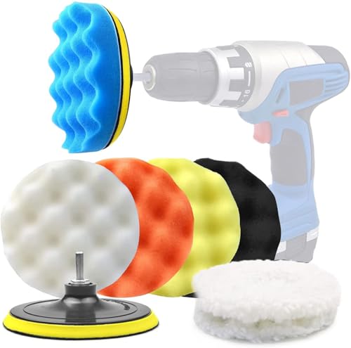 POLIWELL 11 PCS 6 Inch Car Polishing Sponge Pads Kit - size: 6 Inch