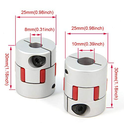 2PCS 8mm to 10mm Aluminium Plum Flexible Shaft Coupling Diameter25mm Length30mm 8x10mm Motor Connector Flexible Coupler for 3D Printer CNC Machine and Servo Stepped Motor（8x10mm） - size: 8x10mm, style: D25 L30