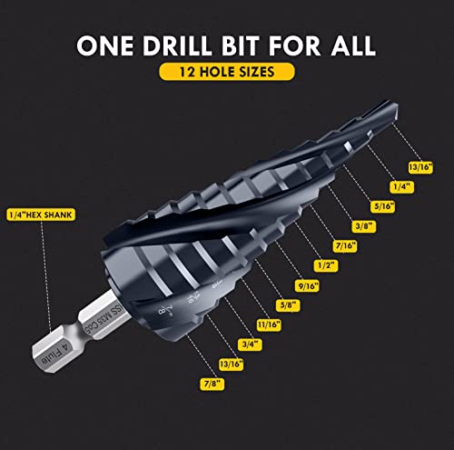 3/16"-7/8" Four Sprial Flute M35 Cobalt Step Drill Bit - size: 3/16"-7/8"(4 Flute)