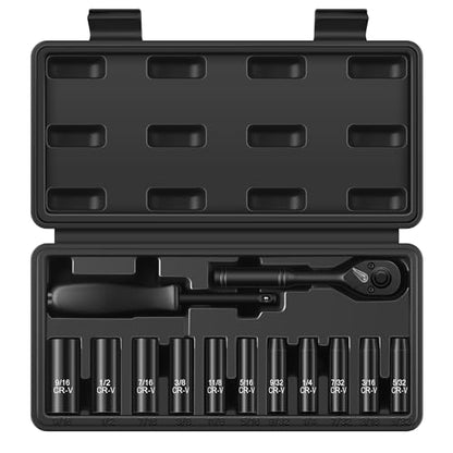 Reniteco 13-Piece 1/4" Drive Socket Set, SAE 3/16"-11/32", 72-Tooth, Cr-V - size: 1/4"-13 PCS