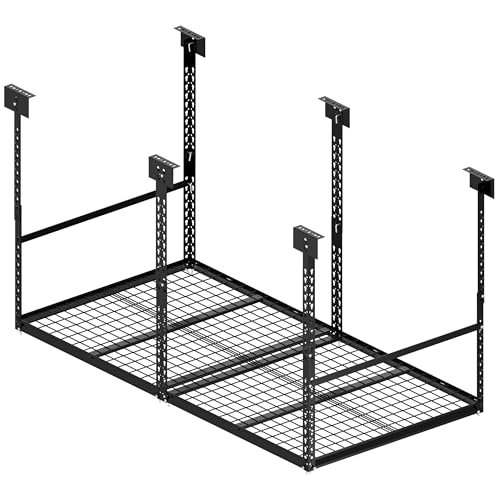 3x6 Ft Overhead Garage Storage Rack, 28-41 inch Height Adjustable Ceiling Mounted Organization Rack, 450 lbs Weight Capacity, 36"x72" Metal Rack for Garage Storage with Wire Decking - size: 3x6ft w/ Wire Decking