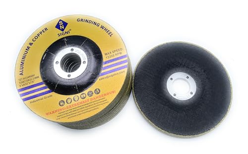 SIGNI Aluminum Grinding Wheel 5 inch for Aluminum Copper Non-Ferrous 10 Pack (Not Load While Grinding) - size: 5"x1/4"x7/8"