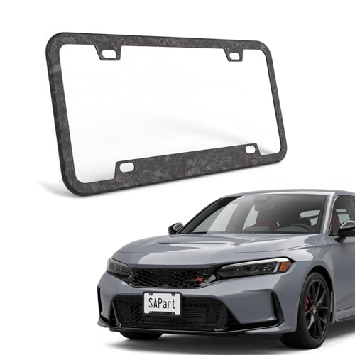 Forged Carbon License Plate Frame, Ultra Lightweight Matte Carbon Frame with Anti-Theft 304 Stainless Screws, Fits Standard North American 12 x 6 Inch Plates, for Honda Acura Infiniti