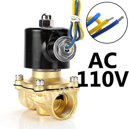 Beduan Brass Electric Solenoid Valve, 3/4" 110V Air Valve Normally Colsed for Water Air Gas Fuel Oil - size: AC110V, style: 3/4"NPT