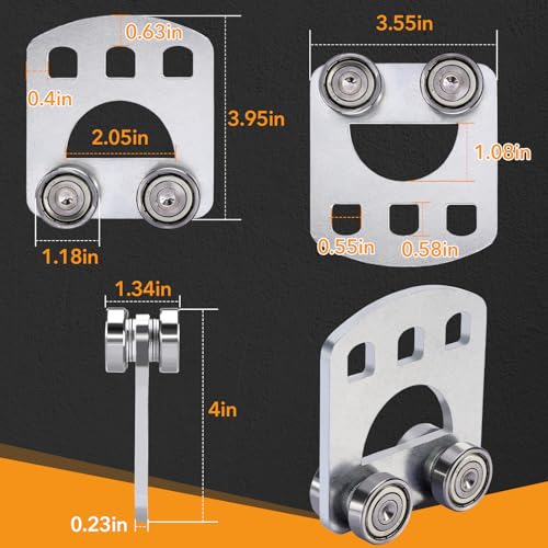 4 Wheels Trolley Assembly Rollers Four Bearing Trolley Assembly Rollers for Unistrut Trolley 1-5/8" Wide and All 1-5/8" or Taller Strut Channel 4PCS