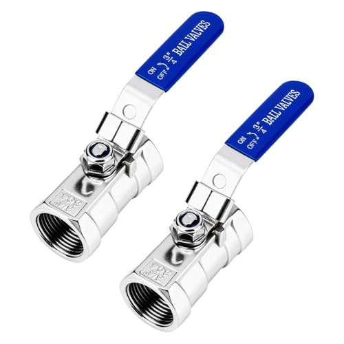 2 Pack 304 Stainless Steel Ball Valves, 3/4" NPT Female Standard Port Shut Off Valve with Locking Handle Heavy Duty 1000 WOG for Home and Industrial (3/4 Inch) - size: 3/4 Inch