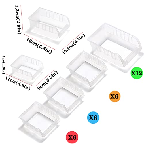 Transparent Garage Organizer Bins, 30PCS Wall Mounted Storage Small Parts Bins With White Pegboard to Store Nuts,Bolts, Screws, Nails - size: 25.2“*16.2”, style: style-transparent