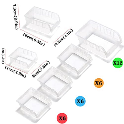Transparent Garage Organizer Bins, 30PCS Wall Mounted Storage Small Parts Bins With White Pegboard to Store Nuts,Bolts, Screws, Nails - size: 25.2“*16.2”, style: style-transparent