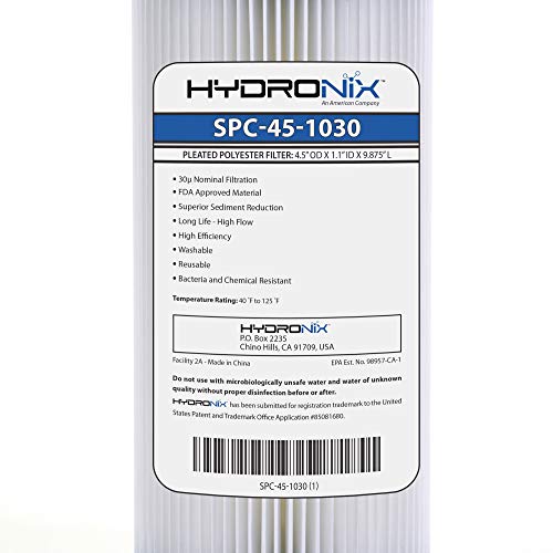 Hydronix SPC-45-1030 FXHSC R30-BB & RS6 Compatible Sediment Pleated Water Filter, Reusable 4.5 x 10 - 30 micron (2 Pack)