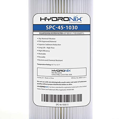 Hydronix SPC-45-1030 FXHSC R30-BB & RS6 Compatible Sediment Pleated Water Filter, Reusable 4.5 x 10 - 30 micron (2 Pack)