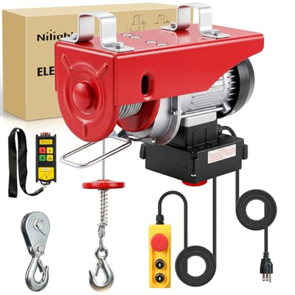Nilight 1320LBS Electric Hoist 110V Electric Winch with Wireless & Wired Remote Control, Single/Double Slings 39FT Lifting Height Lift Hoist Material Handling Tool for Warehouses Factories Garage - size: 1320LBS Wireless & Wired Remote