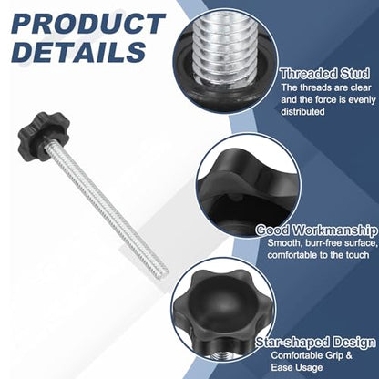uxcell 2Pcs 1/4"-20 Star Knobs 3.3" Threaded Stud Male Clamping Knob - size: 1/4"-20, 3.3"