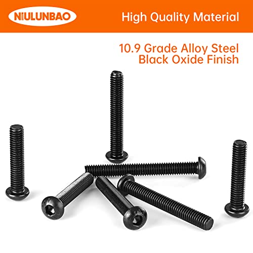 M6 x 30mm 35mm 40mm 45mm 50mm Button Head Socket Cap Screws Bolts 10.9 Grade Alloy Steel Metric Machine, Black Oxide Finish, Allen Hex Drive, Fully Threaded, Assortment Kit 50PCS - size: M6 x 30/35/40/45/50mm (50PCS)