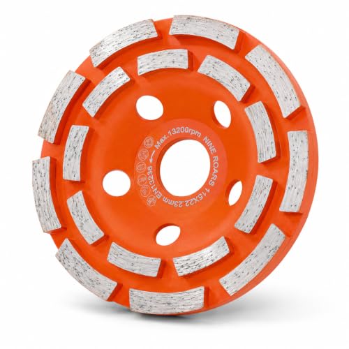 4.5 Inch Double Row Diamond Cup Wheel for Concrete Grinding, 18 Segments - size: 4-1/2"(115mm)