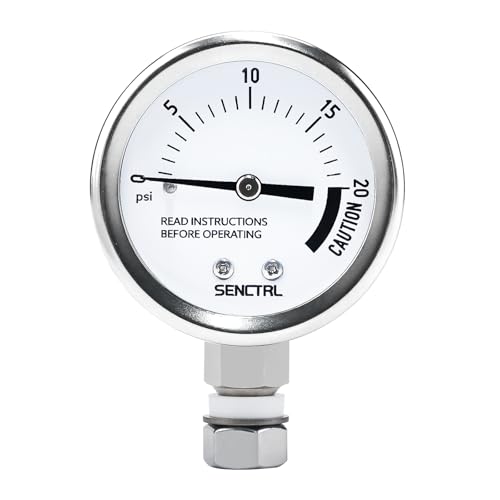 SENCTRL 20 Psi Pressure Cooker Gauge Replacement Part, 3/8" UNC Male - size: 3/8" UNC