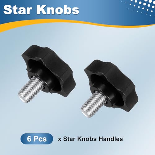 HARFINGTON 6Pcs Star Knob Handle M8 x 12mm Male Thread Metric Carbon Steel - size: M8 x 12mm