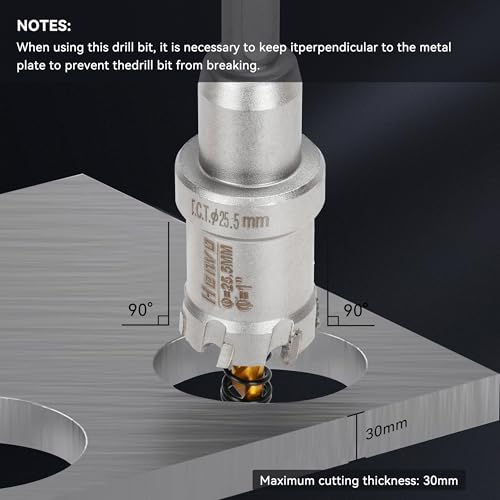 Hole Saw 1-9/16" (40mm) Heavy Duty Carbide with 2 Pilot Drill Bits - Metal Hole Cutter Cuts Stainless Steel, Iron, Copper, Brass, Plastic - size: 40mm|1-9/16"