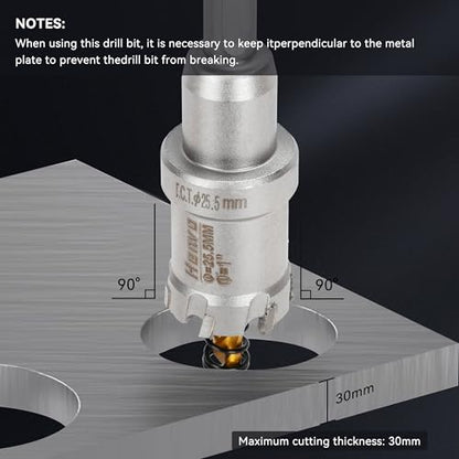 Hole Saw 1-9/16" (40mm) Heavy Duty Carbide with 2 Pilot Drill Bits - Metal Hole Cutter Cuts Stainless Steel, Iron, Copper, Brass, Plastic - size: 40mm|1-9/16"