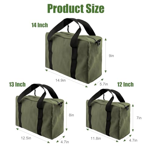 Small Tool Bag, Close Top Wide Mouth Tool Organizer Bag, Large Tool Bags - color: Army Green, size: 12 Inch