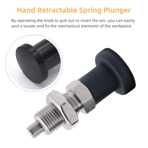 Push Fit Ball Nose Spring Plunger, Stainless Steel Retractable Spring Plunger Return Knob Plunger Spring Loaded Plunger Spring Plunger Pin Non Lock Out Indexing Plunger Pull Knob Spring Pin (M10) - size: M10