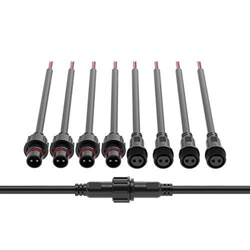 BTF-LIGHTING 2 Pin Electrical Connector 18AWG IP65 Male Female Connector 7.87in/20cm Extension Cable for Car,Truck,Boat,Indoor/Outdoor LED Strip Lights/String 22mm Nut Big Size 5 Pairs - size: 2 PIN Big Size