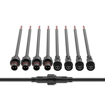 BTF-LIGHTING 2 Pin Electrical Connector 18AWG IP65 Male Female Connector 7.87in/20cm Extension Cable for Car,Truck,Boat,Indoor/Outdoor LED Strip Lights/String 22mm Nut Big Size 5 Pairs - size: 2 PIN Big Size