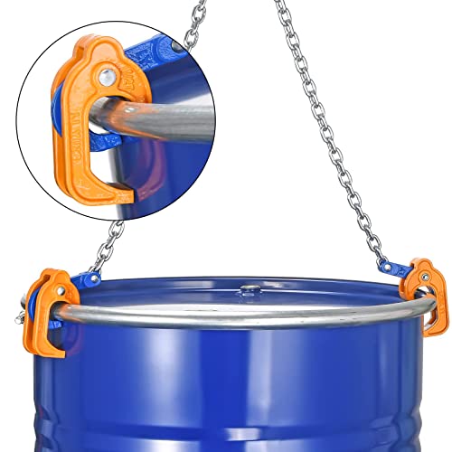 55 Gallon Drum Lift, 2000 lb Chain Drum Lifter for Steel and Plastic Drums