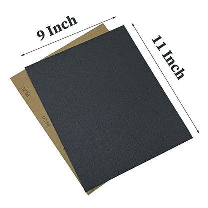120 Grit Wet Dry Sandpaper, 10PCS 9x11 Inch Silicon Carbide Sanding Sheets - style: Grit 120