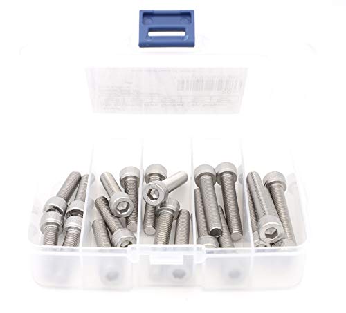 iexcell 20 Pcs M8 x 30/35/40/45/50 mm Stainless Steel 304 Hex Socket Head Cap Screws Bolts Assortment, Fully Threaded - size: M8 x 30/35/40/45/50 mm
