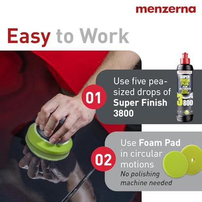 menzerna Swirl Remover Kit I Car polishing Set I Super Finish 3800 - color: 8oz. + Pad