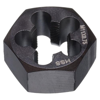 HARFINGTON Hex Threading Die M11 x 0.75 Metric Thread Right Hand High Speed Steel Rethreading Fixed Die Screw Cutting Tapping Repair Tool - size: M11 x 0.75