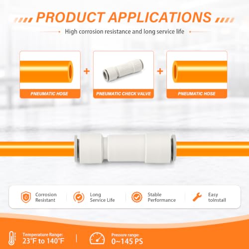 GASHER 4PCS 1/2OD Pneumatic Check Valve AKH 12-00 White - size: 1/2" OD