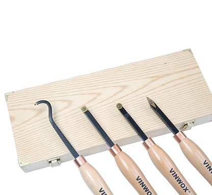 13.5" 4 PCS Carbide Wood Lathe Turning Tool Set, Pen Turning tool, Including Swan Neck Hollower, Rougher, Finisher, Detailer, Titanium Coated Carbide Blades 2X Service Life, Beech Wood Handle - size: 13.5INCH 4PCS
