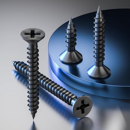 Wensilon # 6X3/4 (400PCS) Flat Head Black Wood Screw 3.5X19, Quick Metal self Tapping Flat Head - color: Black, size: #6x3/4