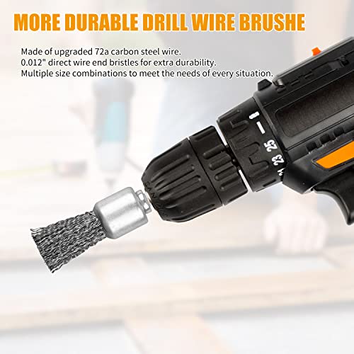 30 Pack Wire End Brush Set, 6 Sizes 0.012" Crimped Carbon Steel Wire Wheel Drill with 1/4 Inch Hex Shank - style: 30 Pcs Kit