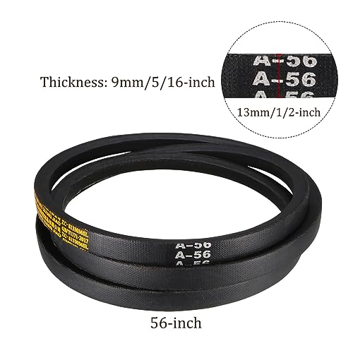 A-56 Drive V-Belt - [56-inch Inside Circumference] A-Section Rubber Drive Belt Wrapped for Transmission Use - size: A-56