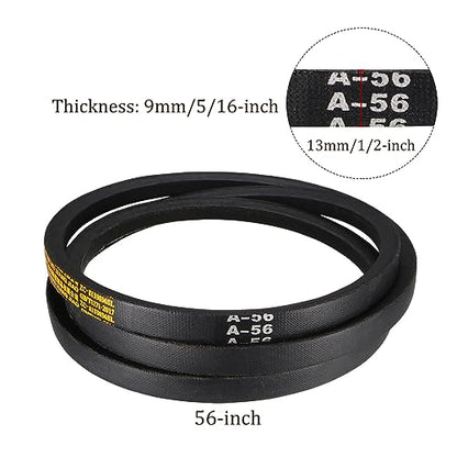 A-56 Drive V-Belt - [56-inch Inside Circumference] A-Section Rubber Drive Belt Wrapped for Transmission Use - size: A-56