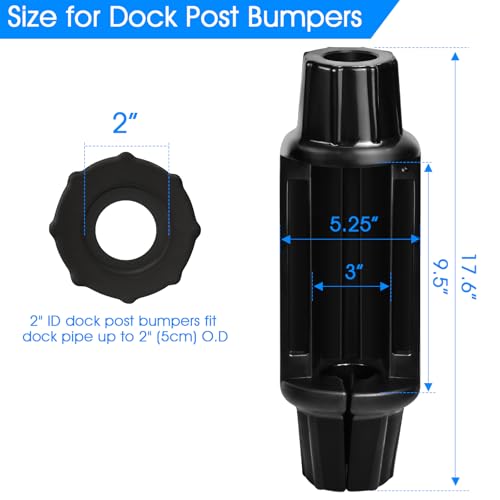 Dock Bumpers for Poles/Post, Boat Dock Bumpers Fenders - color: Black-6pk, size: 17.6 Inch Length
