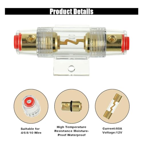 smilfuy 4-8 Gauge AWG in-line Fuse Holder with 2 100A AGU Fuses - size: 3PCS
