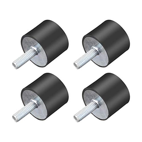 uxcell M6 Thread Rubber Mounts,Vibration Isolators,Cylindrical Shock Absorber with Studs 25 x 20mm 4pcs - size: M6x25x20mm