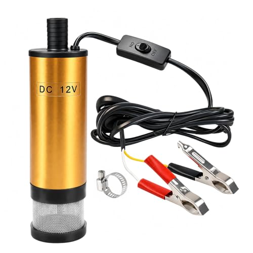 DC 12V 30L/min Electric Submersible Water Pump, Diesel Transfer Pump - color: Yellow