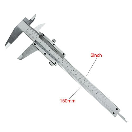 Vernier Caliper, 6 Inch/150mm Professional Micrometer Stainless Steel Caliper Measuring Tool for Inside, Outside, Depth and Step Measurements