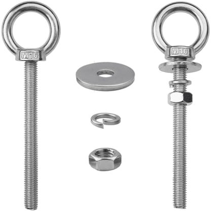 2 Sets M10 Eye Bolts with Nuts, Stainless Steel 3/8" x 4" EyeBolts - size: 3/8"x4"