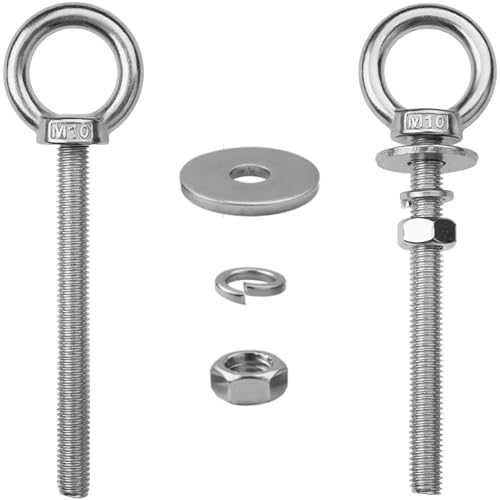2 Sets M10 Eye Bolts with Nuts, Stainless Steel 3/8" x 4" EyeBolts - size: 3/8"x4"