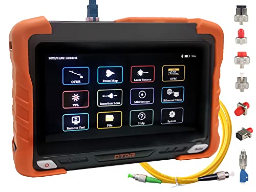 7 inches Touch Screen SM Optic Fiber OTDR Optical Time Domain Reflectometer 1310/1550nm 32/30dBm Tester Built-in VFL OPM OLS Event Map OLT (Optical Loss Test) Functions