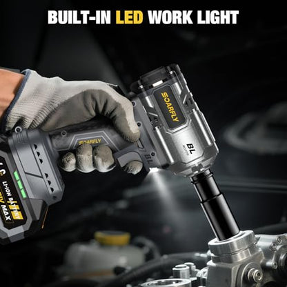 SOARFLY Cordless Impact Wrench 1/2", 900 Ft-Lbs(1200N.m), 2x4.0Ah Batteries - color: Gray