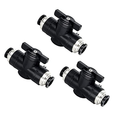 Beduan Pneumatic Ball Valve BUC, 1/4" x 1/4" OD Push to Connect Fitting Air Flow Control Valve Straight Quick Connect Union(3Pcs) - size: 1/4" x 1/4" Tube OD (3Pcs)