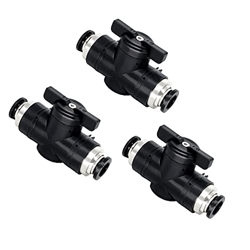 Beduan Pneumatic Ball Valve BUC, 1/4" x 1/4" OD Push to Connect Fitting Air Flow Control Valve Straight Quick Connect Union(3Pcs) - size: 1/4" x 1/4" Tube OD (3Pcs)